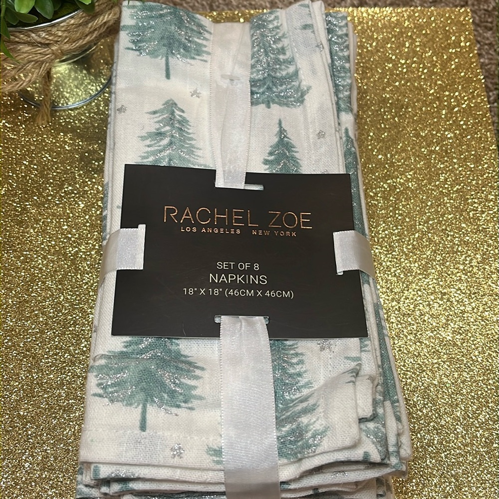 Rachel Zoe Christmas Brand New Set Of 8 Napkins